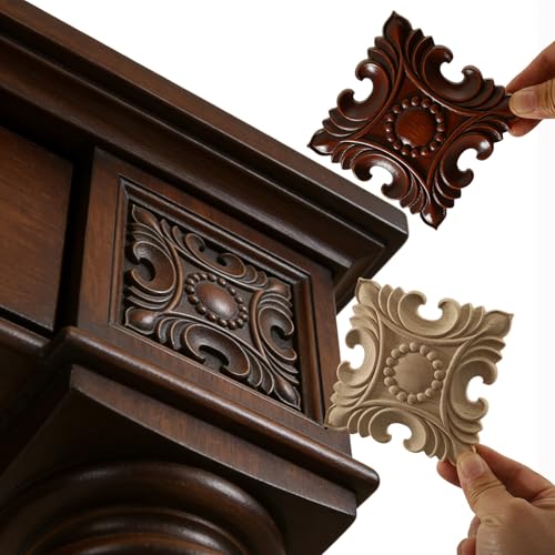 Wooden Carved Onlays Appliques, Unpainted DIY Wood Carving Decals Furniture Trim for Cabinet Door Bed Cupboard Wall Decor (15.74") - size: 40x7.5m/15.74"x2.95"