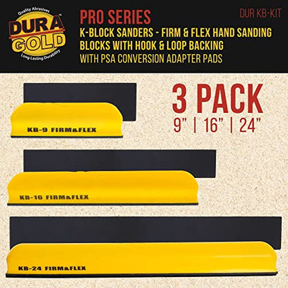 Dura-Gold K-Block Sander Firm & Flex Hand Sanding Block Kit, 9", 16" & 24" - size: 9-inch, 16-inch, 24-inch