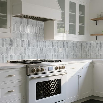 Art3d Arrowhead Design Tile Peel and Stick Backsplash, 10-Pack, Gray Marble - color: Gray Marble