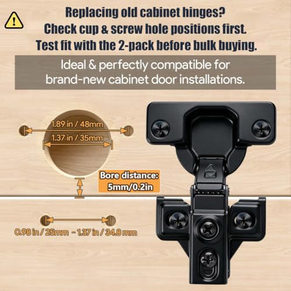 Mousike 4 Pack (2 Pair) Soft Close Cabinet Hinges, 1/2 Overlay Soft Close Hinges for Kitchen Cabinet, Stainless Steel, Built-in Damper, 100 Degree Opening Angle, 6 Way Adjustment - color: Black, size: 4 Pack