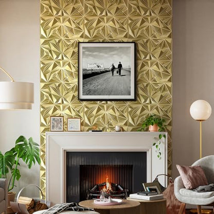STICKGOO Diamond 3D Wall Panels, Champaign Gold, 12''x12'', 33 Pack - color: Champaign Gold