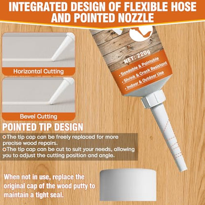 Wood Repair Kit, 7.76 oz Paintable Wood Filler Putty for Furniture DIY
