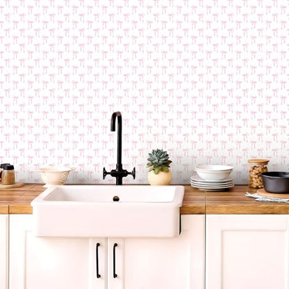 Drydiet Pink Bow Wallpaper Peel and Stick Contact Paper 11.8 in x 78.7 in - color: Pink, size: 11.8 in x 78.7 in, style: Bow