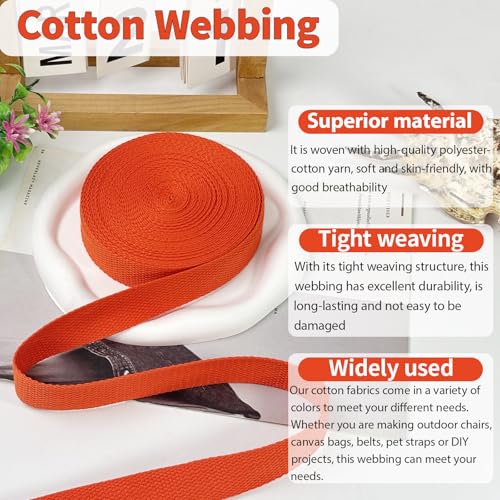 Orange Cotton Webbing 1in x 10Yards - color: Orange