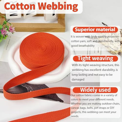 Orange Cotton Webbing 1in x 10Yards - color: Orange