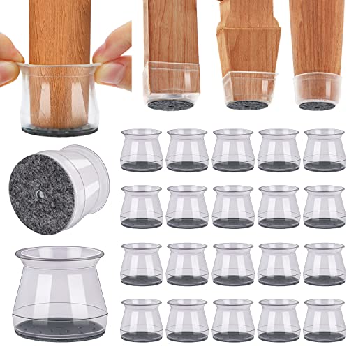 BUMACO 20Pcs Chair Leg Floor Protectors for Hardwood Floors Anti-Scratch - color: Clear-20 Pcs, size: Universal L