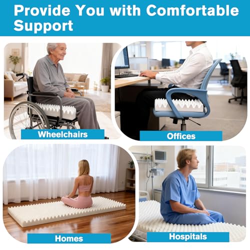 72 * 24 * 3 Inch Egg Crate Foam Padding Pressure-Relieving High-Density Upholstery Foam for Air Circulation Cuttable Cushion Pad for Sofa Chair Hospital - size: 72×24×3 IN