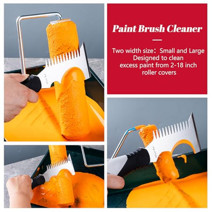 Mister Rui 5-in-1 Paint Brush Comb & Roller Cleaner, Stainless, Hammer Base - color: Black+gray
