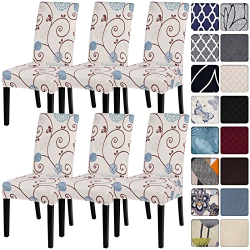 SearchI Dining Room Chair Covers Set of 6, Stretch Printed Parsons Chair Slipcovers Super Fit Spandex Removable Washable Kitchen Chair Protector Cover for Dining Room, Hotel, Ceremony (Ball Flower) - color: Ball Flower, size: Set of 6