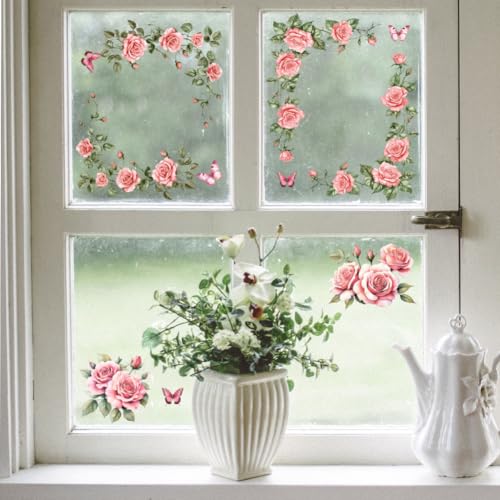 Peacoblue Pink Rose Vine Rub On Transfers for Furniture Craft 6"x12" - style: Pink Rose Vine