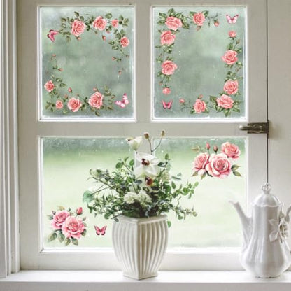 Peacoblue Pink Rose Vine Rub On Transfers for Furniture Craft 6"x12" - style: Pink Rose Vine