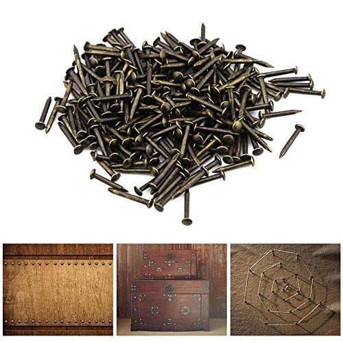 newlng 500PCS Small Nail Round Head Tiny Nails String Art Nails Hand-Made Hardware Accessories Fasteners 1 X 10mm/0.04"X0.4"(DXL) Bronze - color: Black1*10mm