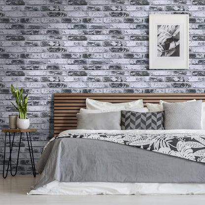 Commomy Faux Brick 3D Wall Panels Peel and Stick 12 pcs of 22.8" x 11.8" - color: Large Brick-B