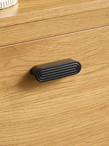 5 Pack Black Cabinet Pulls 3" Hole Center Drawer Pulls Circle Bathroom Dresser Handles Hardware Zinc Alloy - color: Black, size: 3 Inch Hole Centers