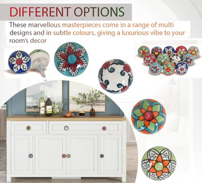 Ceramic Cabinet Knobs Set of 12, Multicolor Drawer Pull - color: Multicolor