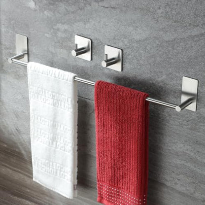 Taozun Towel Bar - 24 Inch Towel Holder with 2 Packs Adhesive Hooks - color: Silver, size: 24-inch
