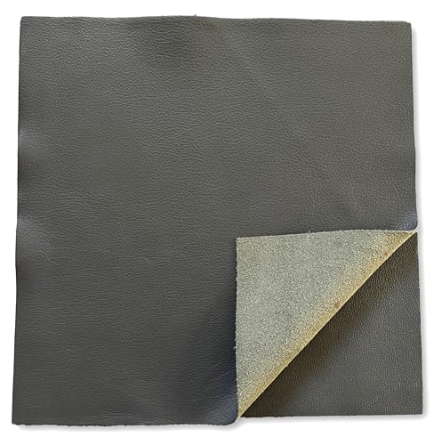 Natural Grain Cow Leathers: 12'' x 12'' Pre-Cut Leather Pieces (Gray, 1 Piece) - color: Gray, size: 1 Piece