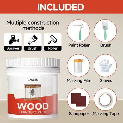 Wood Paint for Furniture, Durable Cabinet Countertop Paint Easy Application for DIY Projects, Wood, Metal, Home Decor and More(32OZ, White with Tools)