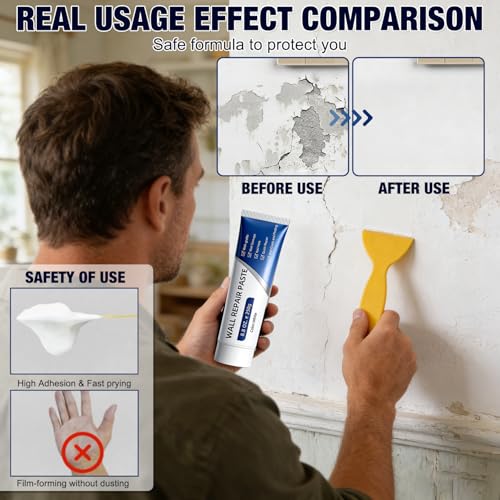 2PCS Drywall Repair Kit, Wall Mending Agent, Wall Patch Repair Kit with Scraper, Multi-Functional Drywall Patch Paste Repair Kit for DIY Home Fix