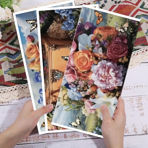 GLOBLELAND 3 Sheets Vintage Oil Painting Flower Basket Furniture Transfer 11.8x5.9inch Jewelry Butterfly Rub on Transfer UV Self-Adhesive Stickers Wall Art Craft for Furniture Room Desk Table - style: Flowers Box
