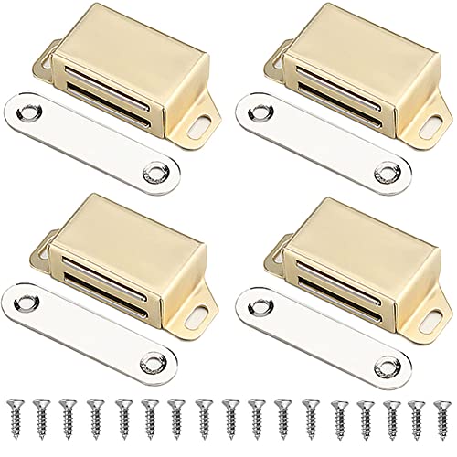 20 lbs Magnetic Door Catch, Heavy Duty Latch for Cabinets Shutter Closet Furniture Door, Stainless Steel Cabinet Catch, Gold (4 Pack) - color: 4PCS-Gold