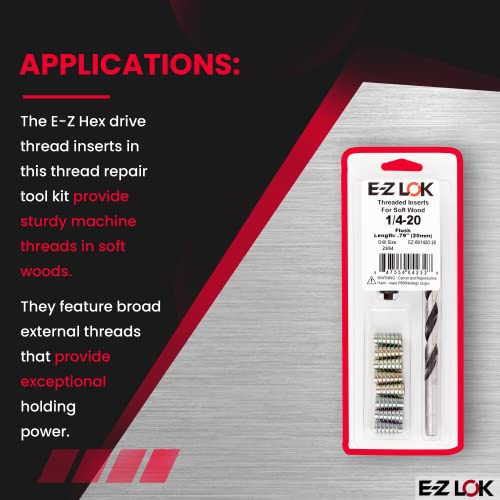 E-Z LOK Thread Repair Kit, 0.25-20 - size: 1/4-20 x 20mm, style: Flush