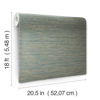 RoomMates Teal Dimensional Grasscloth Peel and Stick Wallpaper - color: Teal