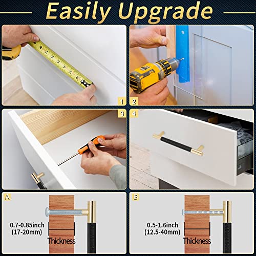 6" Length Knurled Cabinet Pulls 25 Pack - 5" Hole to Hole, Black & Gold - color: Black, size: 128mm | 5 inch C/C