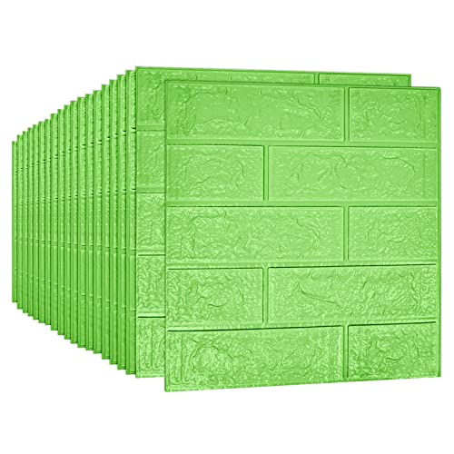 3D Wall Panels Peel and Stick, 29 Sq Ft Coverage, Faux Brick Green - color: Green, size: 29 Sq Ft Coverage