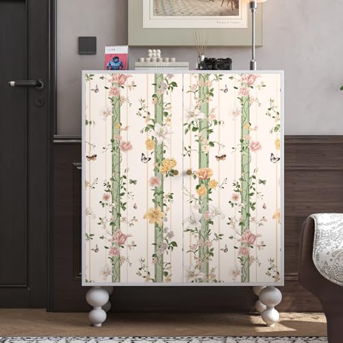 BOKEBEVE Boho Floral Peel and Stick Wallpaper Beige Pink 17.5 x 787In - color: Beige/Pink, size: 17.5" x 787"