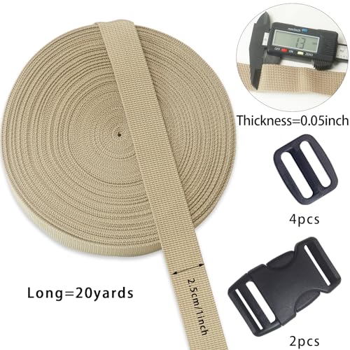 Khaki 1 inch Webbing Strap Kit for DIY Crafts-Backpacks-20yds - color: Khaki