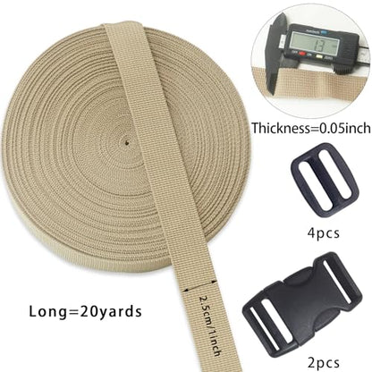 Khaki 1 inch Webbing Strap Kit for DIY Crafts-Backpacks-20yds - color: Khaki
