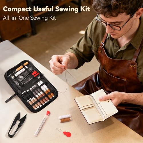 Coquimbo Leather Sewing Kit: 43pcs Needle and Thread Kit with Sewing Awl