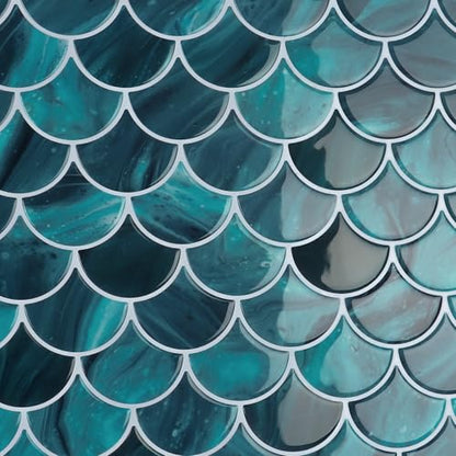 CRE8TIVE 16 Sheets Fish Scale Tile Peel and Stick Backsplash for Kitchen Green Stick on Backsplash Tiles for Bathroom Waterproof Tile Stickers 12"x12" 3D Renter Friendly Self Adhesive Back Splashes - size: 12"x12" (16-Sheets)