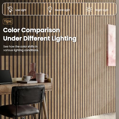 Abyssaly Brown Wood Slat Wall Panel Peel and Stick Wallpaper - color: Yellowish Brown, size: 17.7" x 393.7"