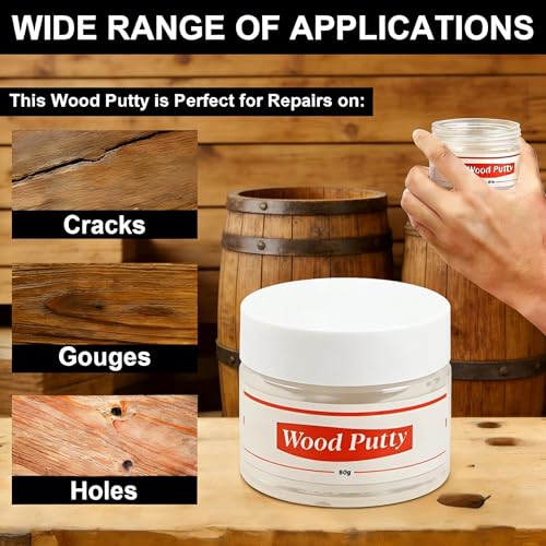 Kenbry Wood Putty 80g, White Wood Filler for Cracks Holes & Furniture - color: 80g White Wood Putty