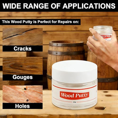 Kenbry Wood Putty 80g, White Wood Filler for Cracks Holes & Furniture - color: 80g White Wood Putty