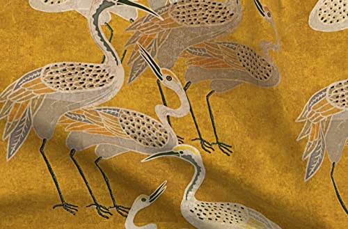 Spoonflower Fabric Maximalism Art Deco Birds Boho on Upholstery Velvet - size: Yard