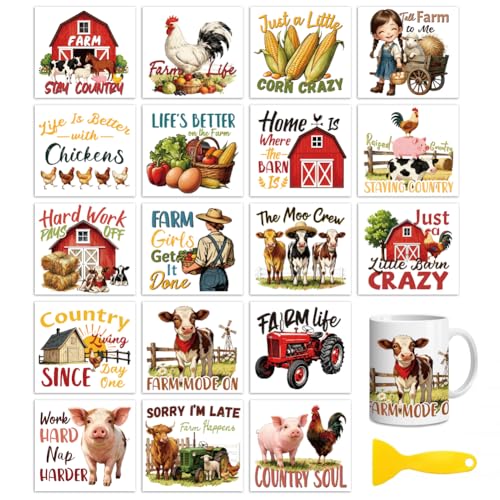 Peacoblue Farm Quotes Rub On Transfers for Craft, Transfer Sticker - style: Funny Farm Life Quotes