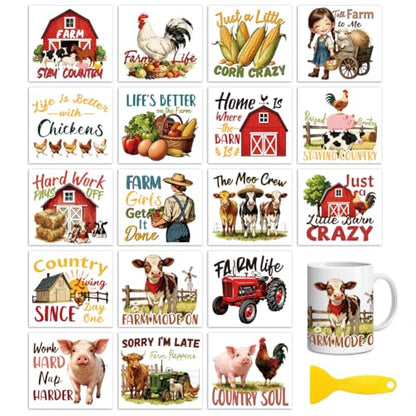 Peacoblue Farm Quotes Rub On Transfers for Craft, Transfer Sticker - style: Funny Farm Life Quotes