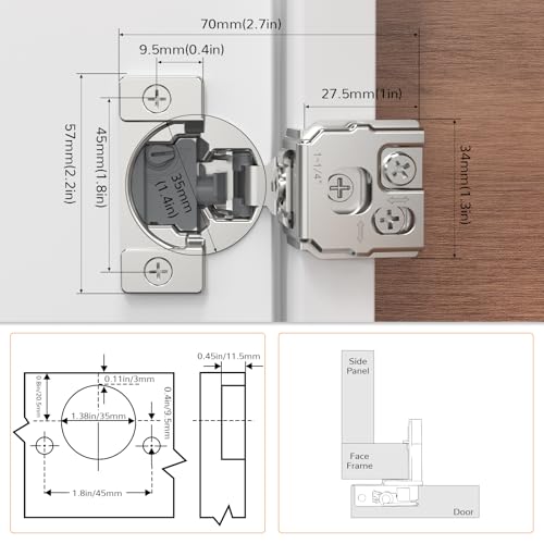 Chibery 10 Pack 1-1/4” Overlay 4D Soft Close Cabinet Hinges, Concealed Face Frame, Adjustable Closing Speed, 105° Opening Smooth Slow, Hidden Self Closing for Kitchen Corner, Cupboard (with Template) - size: 1-1/4” Overlay