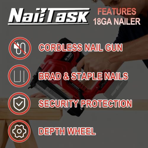 18GA Cordless Nail Gun and Stapler, 2-in-1 Brad Nailer, No Battery