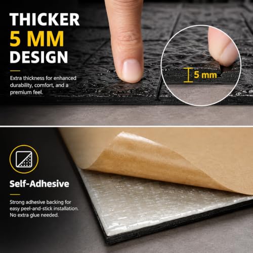 3D Wall Panels Peel and Stick Faux Foam Brick Wallpaper Covering - color: Black, size: 40 Pcs
