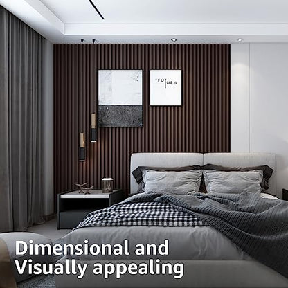 Art3d 96 x 6 Inch WPC Wood Diffuser Slat Wall Panel, 8-Pack, Black Walnut - color: Walnut, size: 96*6
