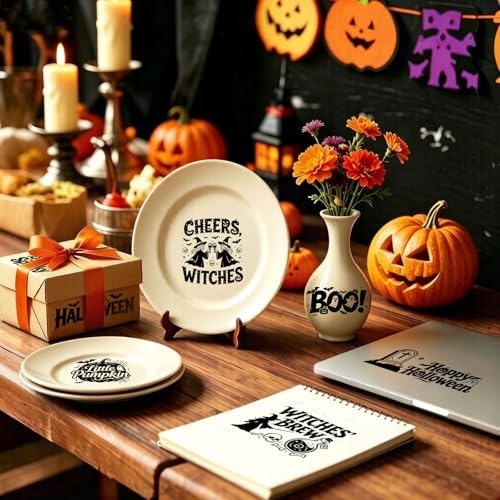WANDIC 3 Sheets Halloween Rub on Transfer Stickers, Trick or Treat Boo Witchy Wild Text Waterproof Decal for Crafts Furniture Scrapbook Album, 15 * 30cm - color: Halloween Text