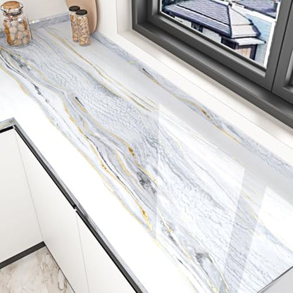 Luxury White Marble Contact Paper Peel and Stick for Countertops