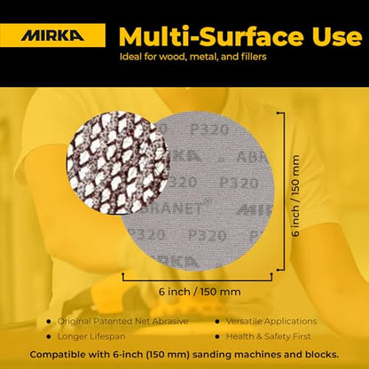 Mirka Abranet 6 Inch Assortment Mesh Sanding Discs, Hook and Loop, 35 Pack - size: Grit Assortment