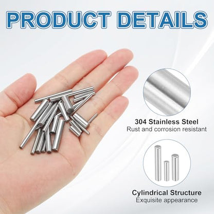 PATIKIL Metal Dowel Pins 3x40 Mm, 50 Pcs 304 Stainless Steel Shelf Support Peg Fasten Elements for Bookshelf Shelves Cabinet Closet Fixing Component Position, Silver - size: 3x40 mm