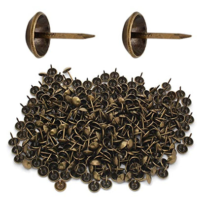 Jiozermi 300 Pcs Upholstery Tacks, Bronze, 7/16'' Round Head - color: Bronze, size: 0.43" x 0.67" / 11 x 17 mm