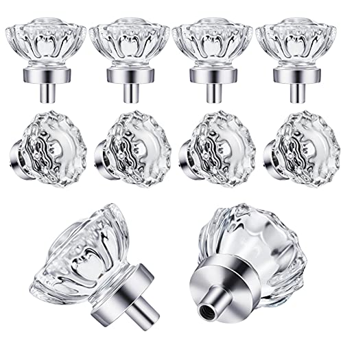 8 Pack Glass Cabinet Knobs Vintage Crystal Knobs and Pulls for Dresser - color: Polished Chrome, size: 8 Pack (36mm)